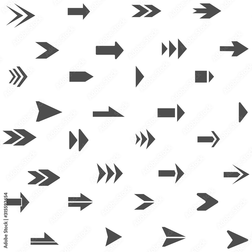 Arrows pointers, direction of movement. Signs of emergency exits, a large set. Vector illustration of pointers.