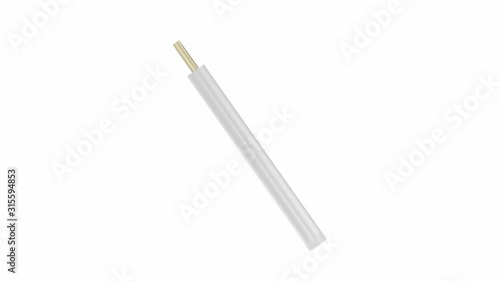 Disposable wooden chopsticks on white background photo