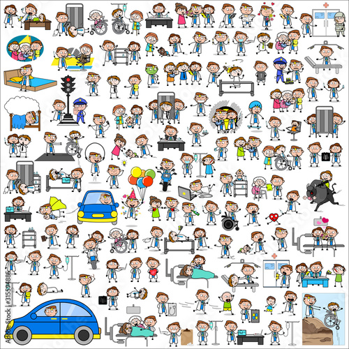 Comic Doctor Collection - Set of Concepts Vector illustrations