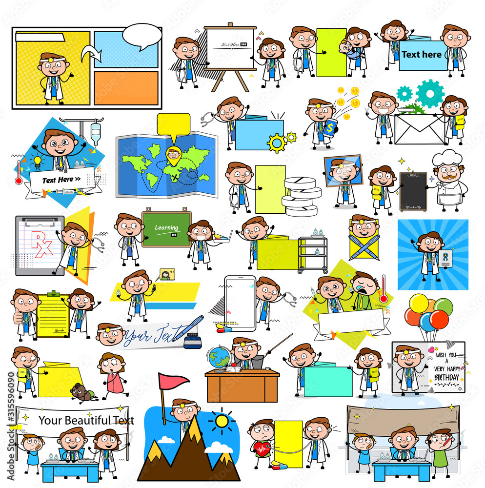 Various Cartoon Doctor Characters - Collection of Concepts Vector illustrations Various Cartoon Doctor Characters - Collection of Concepts Vector illustrations