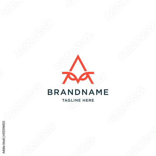 Letter A with owl eye shape initial logo design template