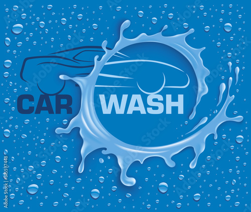 car wash concept with many water drops	