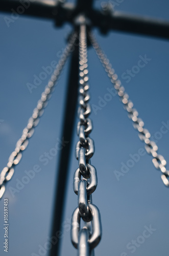 chain on blue background