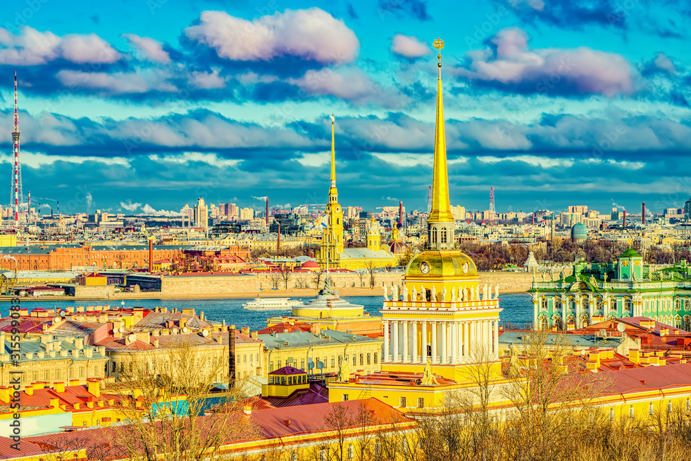 Panoramic view from the roof of St. Isaac's Cathedral. Saint Petersburg. Russia.