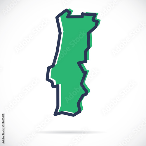 Stylized simple outline map of Portugal