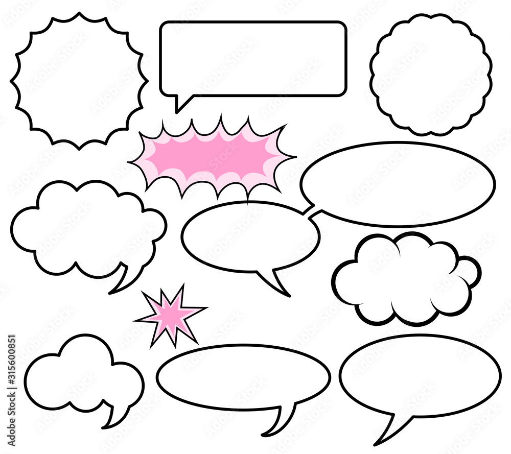 Fototapeta premium Various Shapes of Comic Speech Bubbles - Set of Vector illustrations
