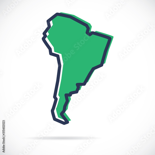 Stylized simple outline map of South America