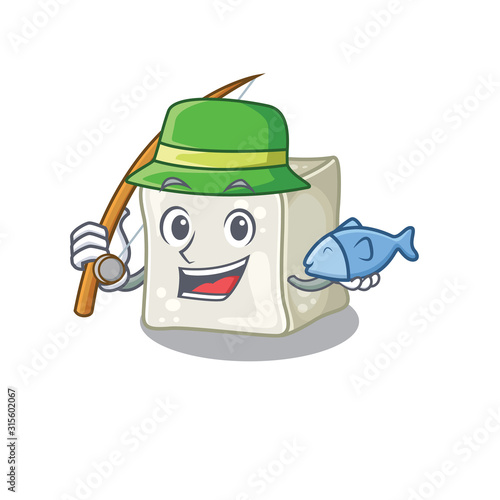 A Picture of happy Fishing sugar cube design