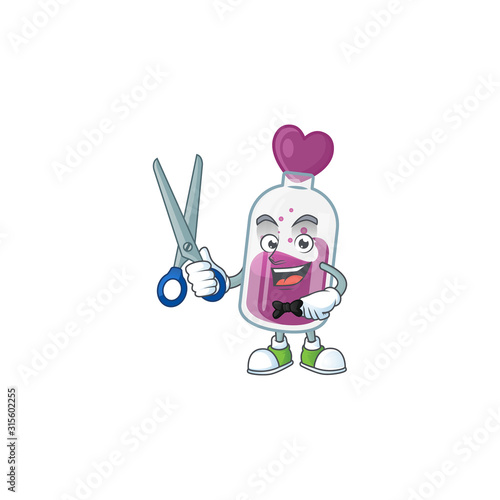 Cool friendly barber purple potion cartoon character style