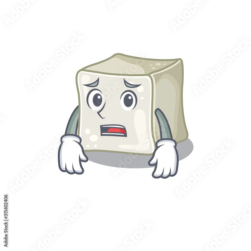 A picture of sugar cube showing afraid look face