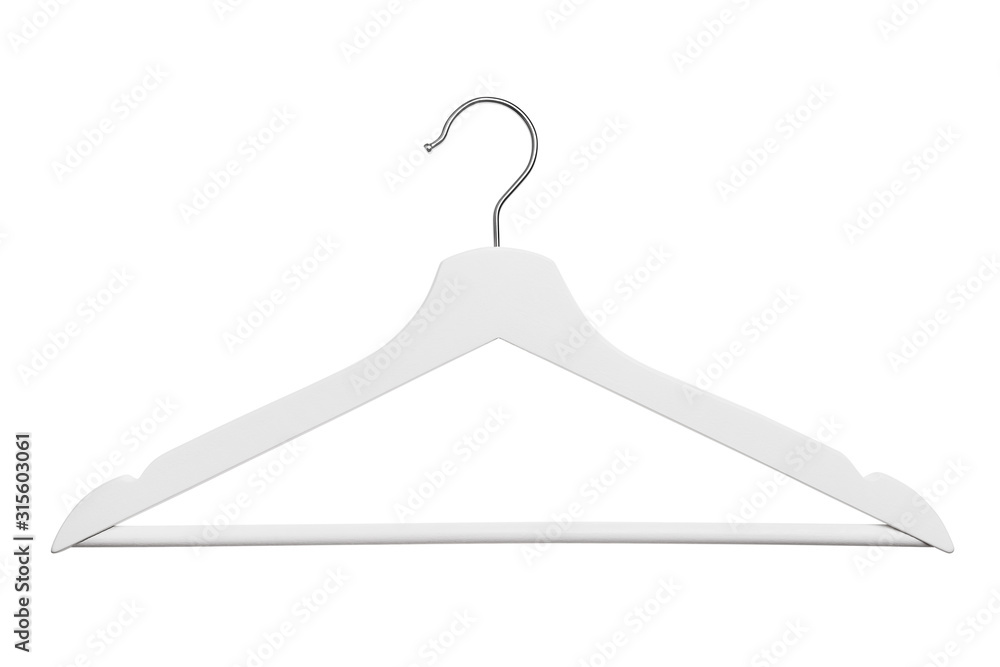White clothes hanger, isolated on white background White clothes hanger, isolated on white background