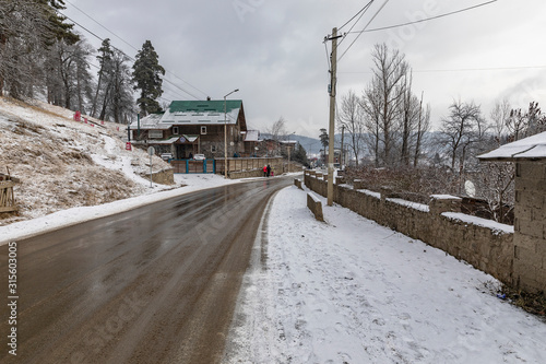 The road melted from snow i...