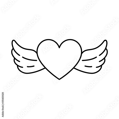 heart with wings on white background