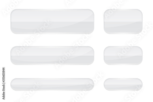 Web buttons. White shiny rectangle icons