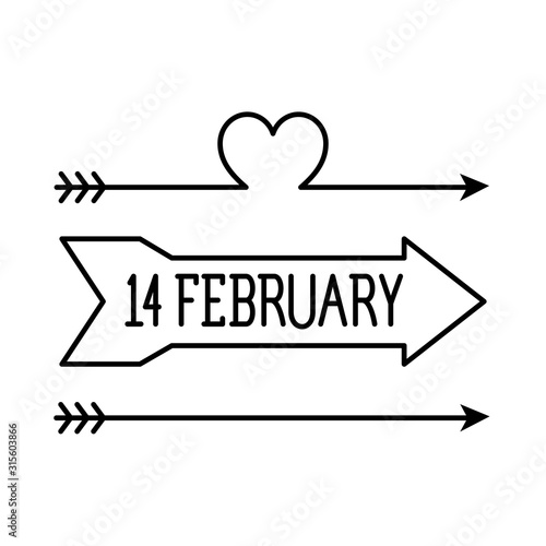 february 14 label , romantic valentine lettering