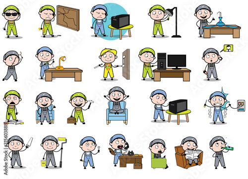 Comic Repairman - Set of Concepts Vector illustrations