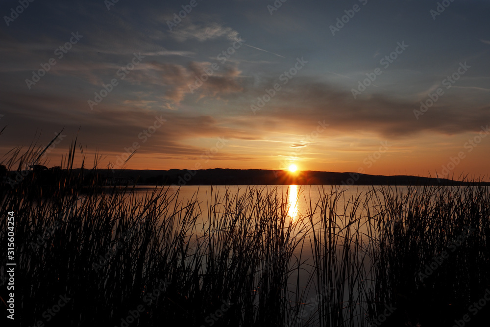 sunriset over  lake Balaton near Keszthely, Hungary