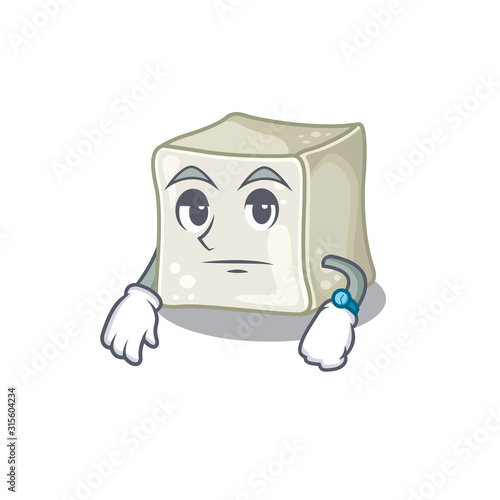 cartoon character design of sugar cube on a waiting gesture