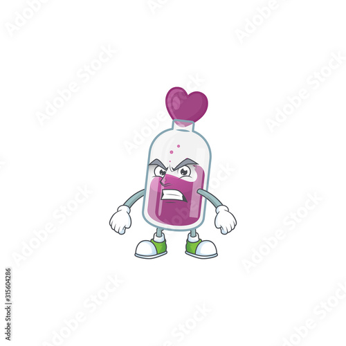 cartoon character of purple potion with angry face