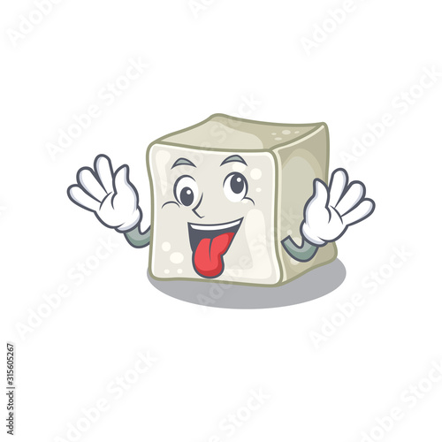 Sugar cube Cartoon character style with a crazy face