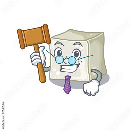 Smart Judge sugar cube in mascot cartoon character style