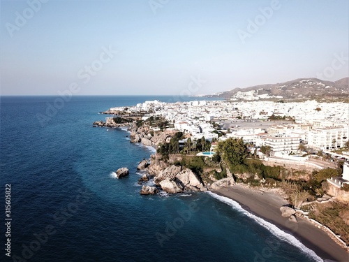 Drone photography of Nerja Spain coastline
