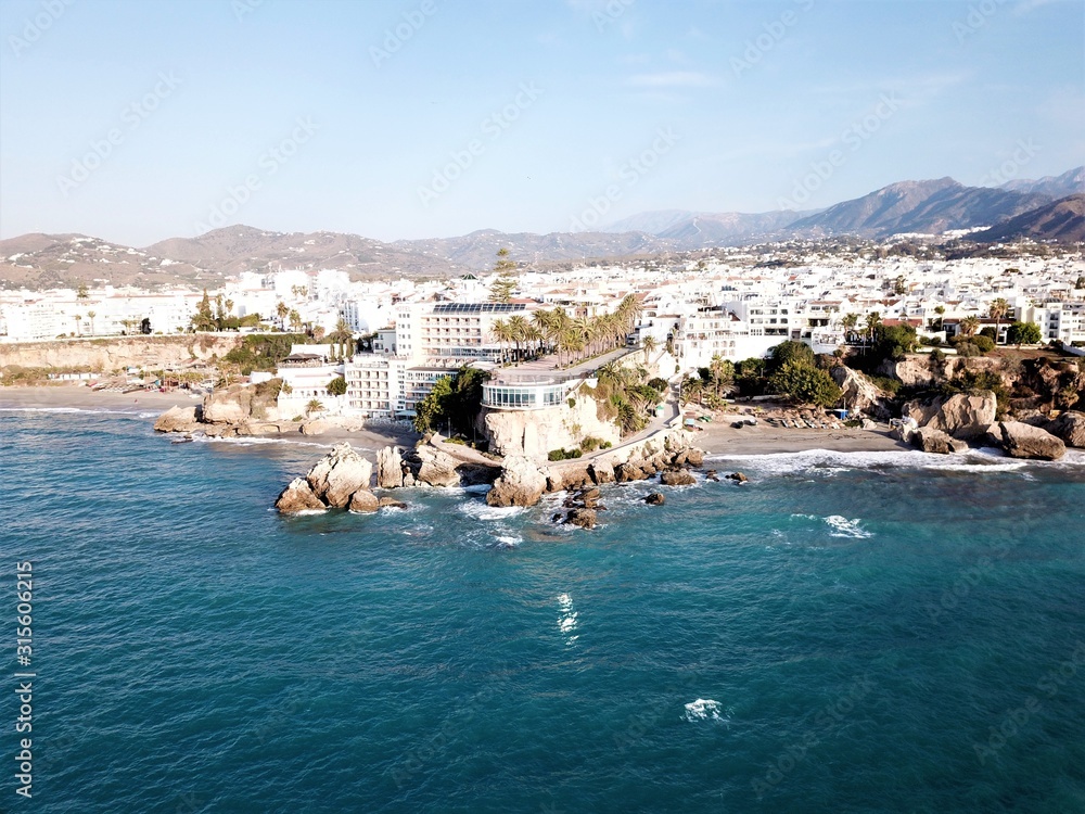 Drone photography of Nerja Spain coastline