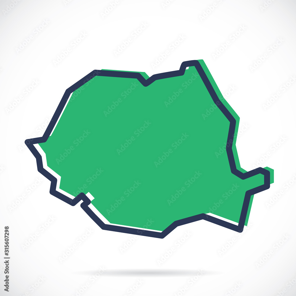 Stylized simple outline map of Romania Stylized simple outline map of Romania