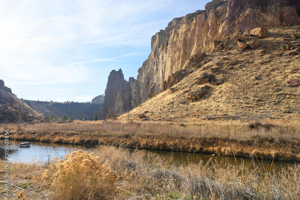 Rocks in a beautiful, beautiful canyon, desert river, Smith Rock Rocks in a beautiful, beautiful canyon, desert river, Smith Rock