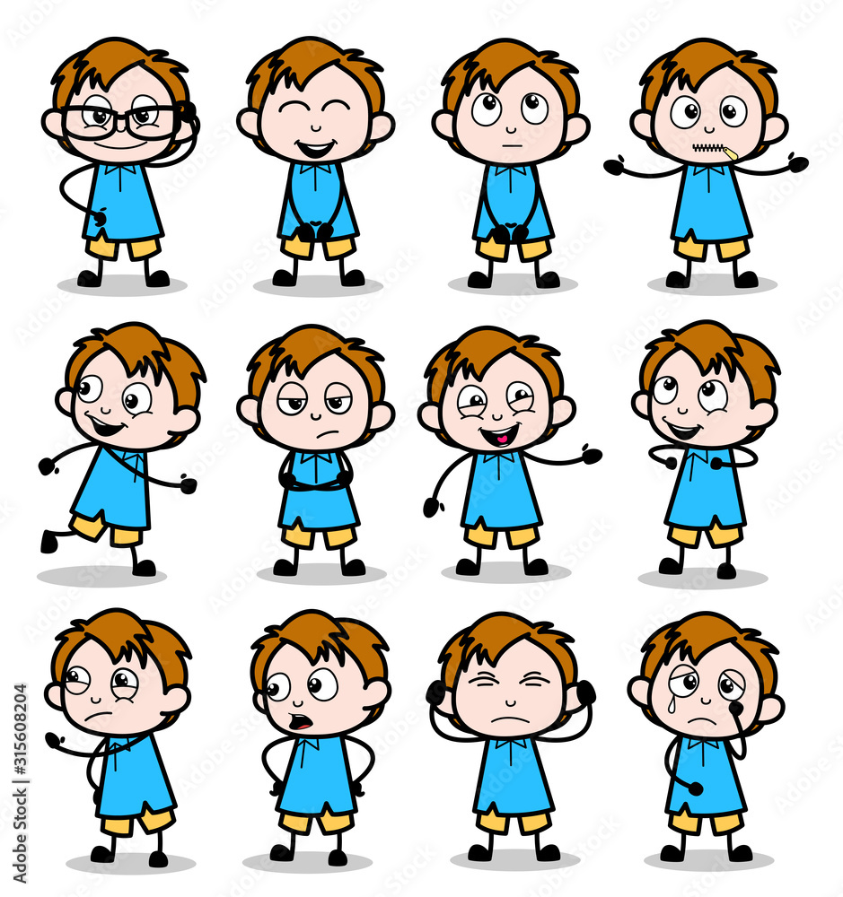 Cute Young Comic Office Guy - Set of Concepts Vector illustrations