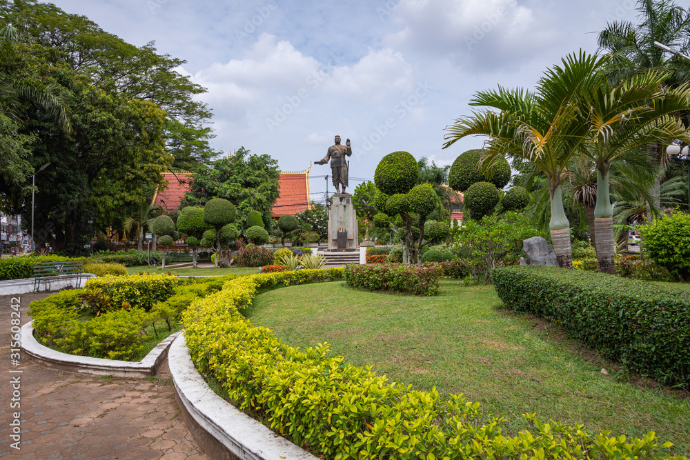 Monument in center of Vientiane, capital of Laos. Southeast Asia. Monument in center of Vientiane, capital of Laos. Southeast Asia.
