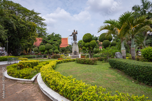 Monument in center of Vientiane, capital of Laos. Southeast Asia.