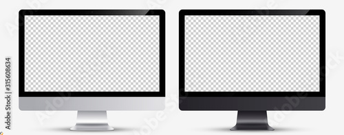 Device screen mockup. Monitor silver and black color with blank screen for you design. Vector EPS10	
