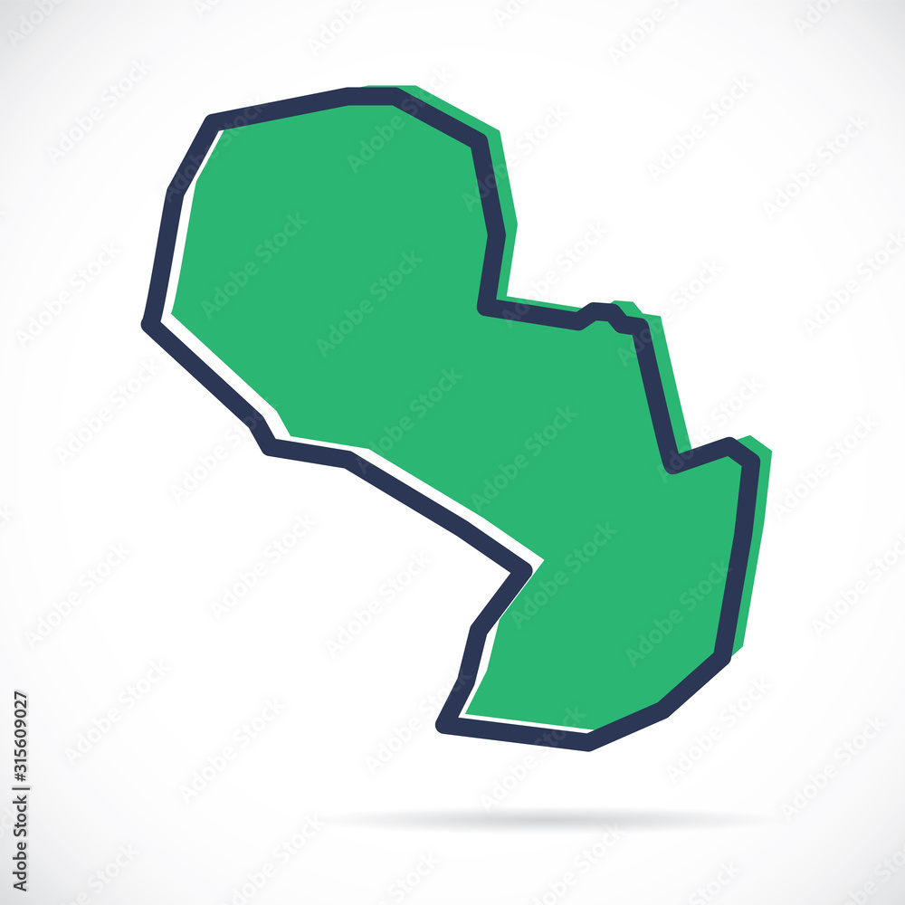 Stylized simple outline map of Paraguay