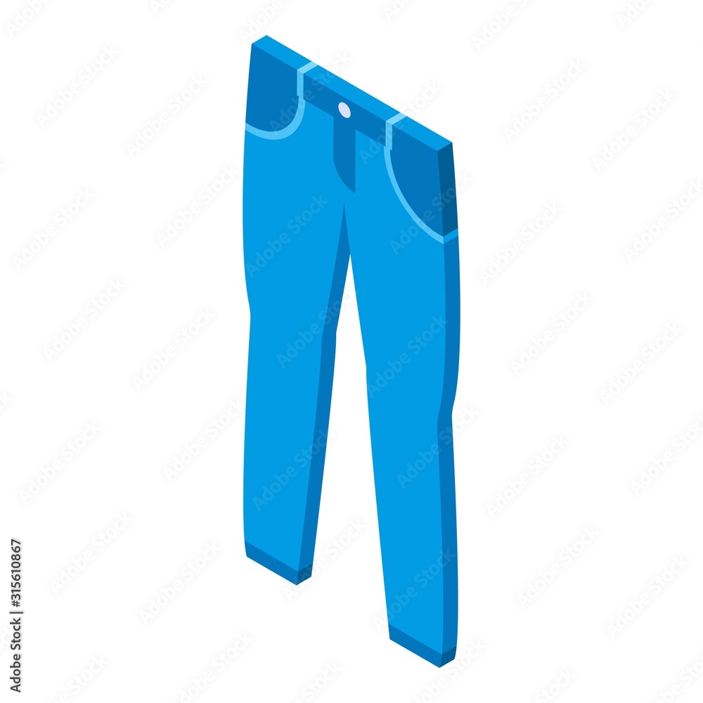Textile pants jeans icon. Isometric of textile pants jeans vector icon for web design isolated on white background Textile pants jeans icon. Isometric of textile pants jeans vector icon for web design isolated on white background