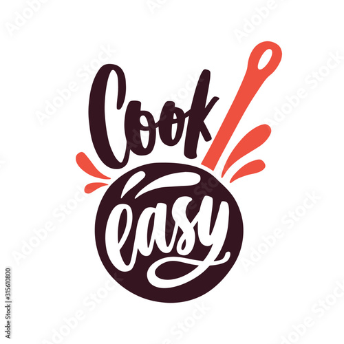 Cook easy label of culinary school vector flat illustration