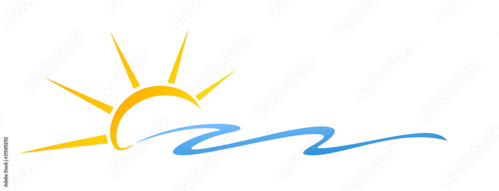 Obraz premium Sun and Blue Wave Symbol. 