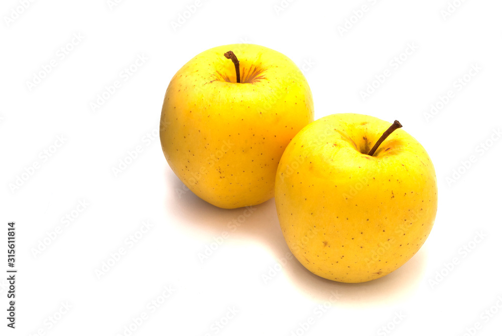 two apples on white background