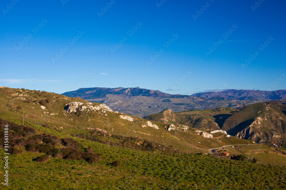 View of the typical Sicilian countryside