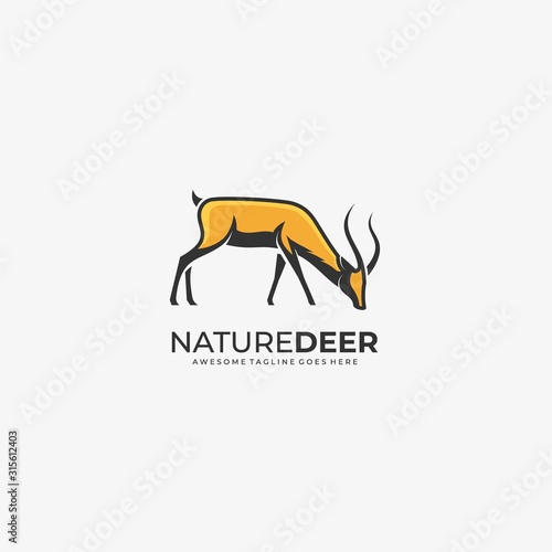 Vector Logo Illustration Nature Deer Mascot Cartoon