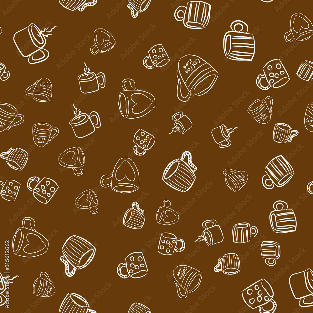 Coffee seamless vector pattern for Cup mug, restaurant or cafe menu design Coffee seamless vector pattern for Cup mug, restaurant or cafe menu design