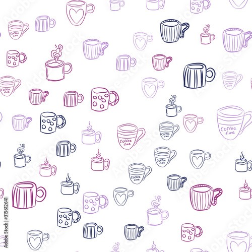 Coffee seamless vector pattern for Cup mug, restaurant or cafe menu design