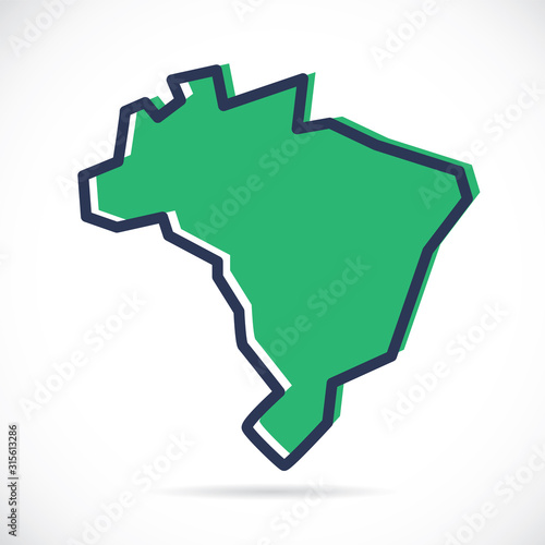 Stylized simple outline map of Brazil