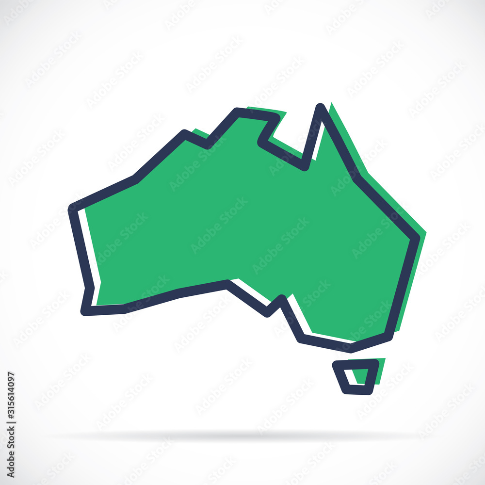 Stylized simple outline map of Australia - obrazy, fototapety, plakaty 