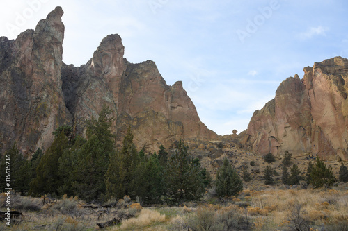 Rocks in a beautiful, beautiful canyon, desert river, Smith Rock State Park