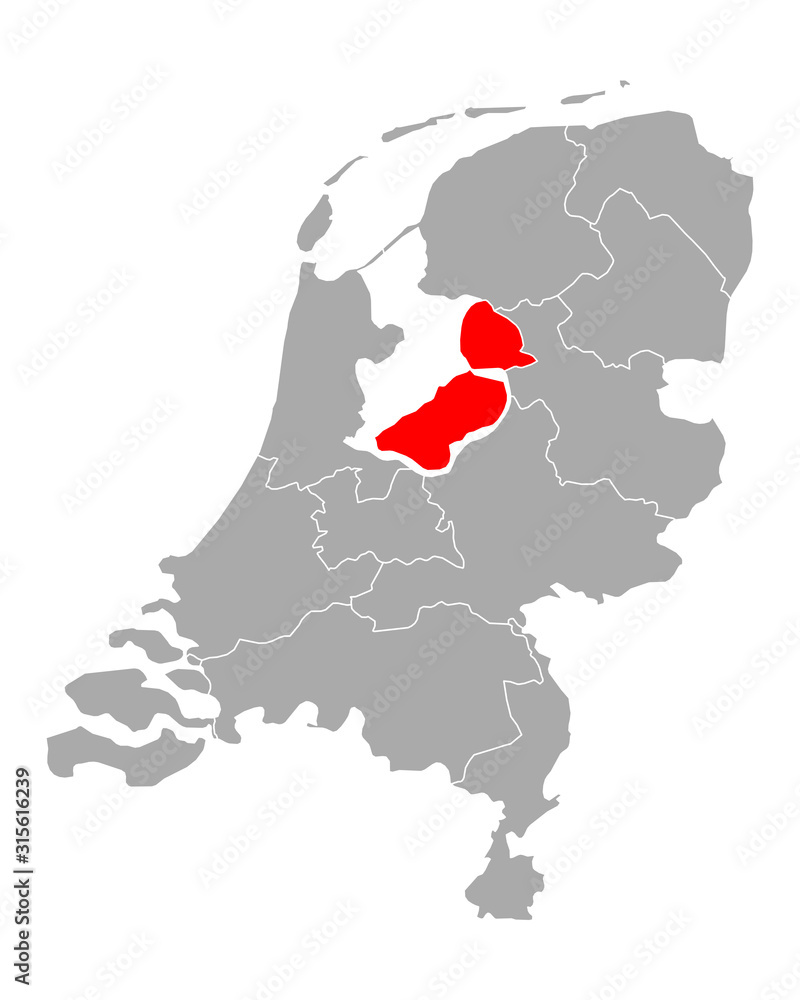 Karte von Flevoland in Niederlande