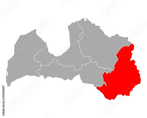 Karte von Latgale in Lettland