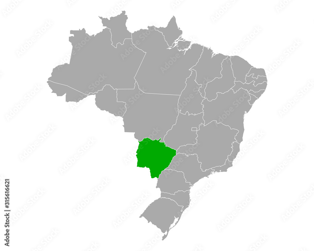 Karte von Mato Grosso do Sul in Brasilien