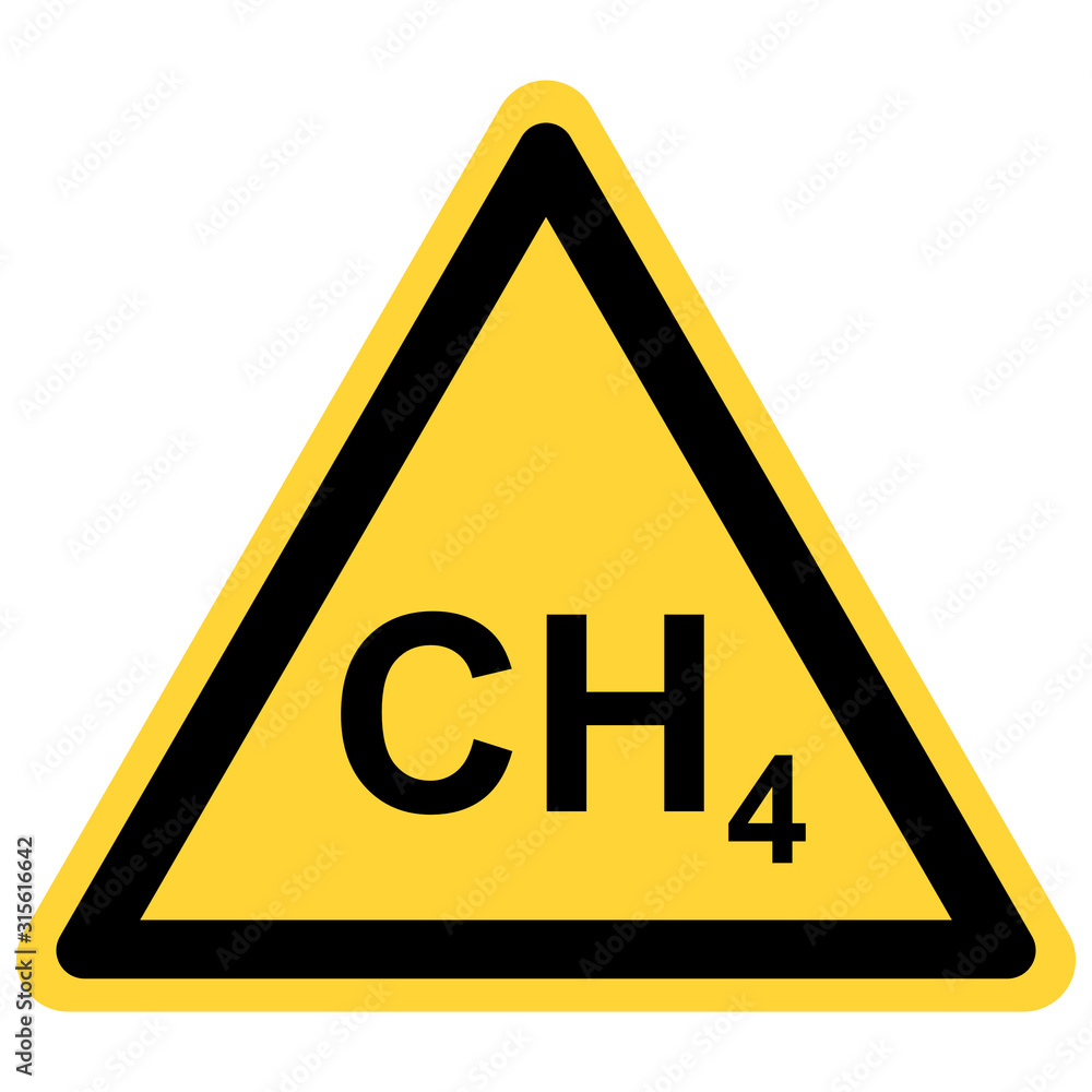 Methan und Warnschild