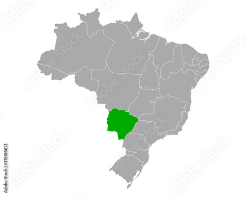 Karte von Mato Grosso do Sul in Brasilien